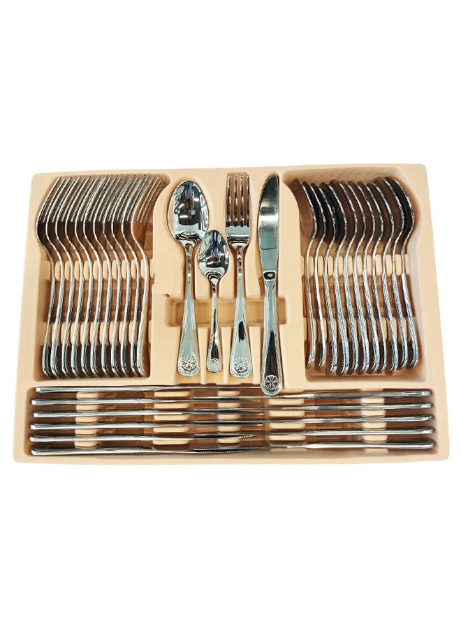 إليكتس طقم أدوات مائدة ستانلس ستيل 72 قطعة باللون الفضي – يكفي لـ 12 شخص - Image 2